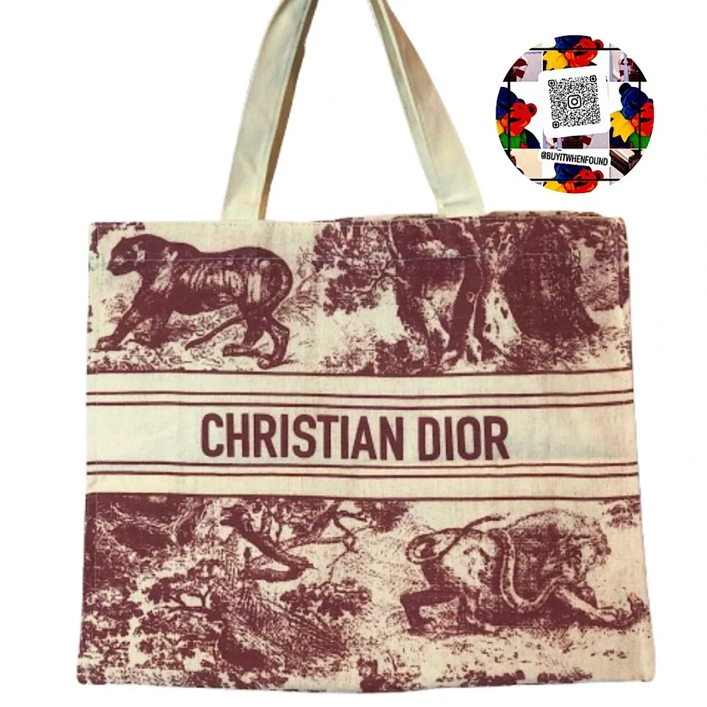 CHRISTIAN DIOR Straw Tote Bag Diorviera Pink and Cream NEW IN PACKAGE! - Picture 16 of 17